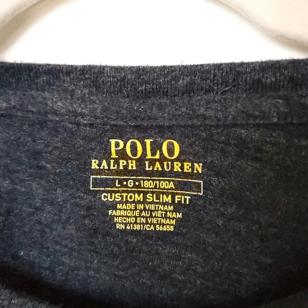 Polo Ralph Lauren Sweatshirt Men's Large Gray Custom Slim Fit Long Sleeve Phony - Picture 3 of 12
